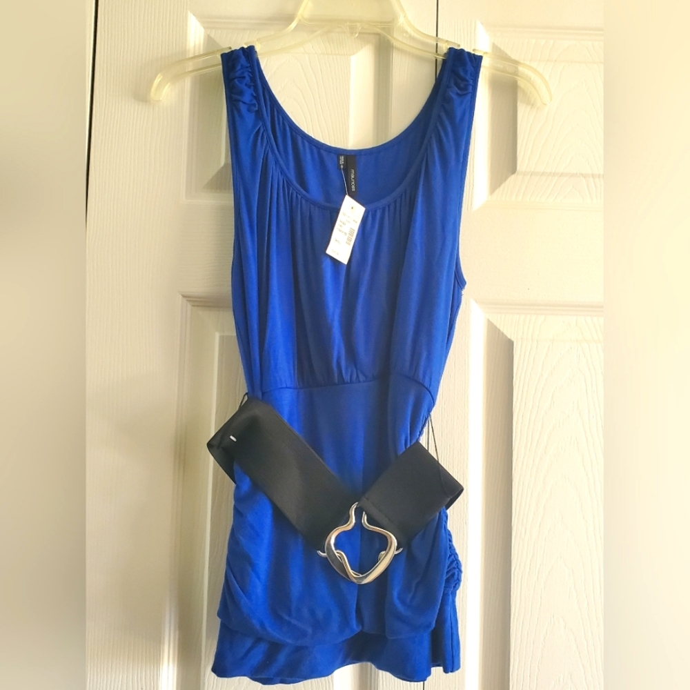 NWT! Royal blue Maurice's size small tank top with black belt.